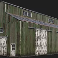Weathered Green Barn Featuring Wooden Plank Walls Metal Roof Double Doors And Windows