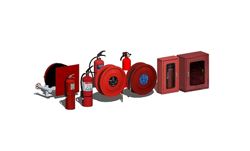 modern fire fighting equipment fire extinguisher fire hydrant fire fighting equipment 3d model