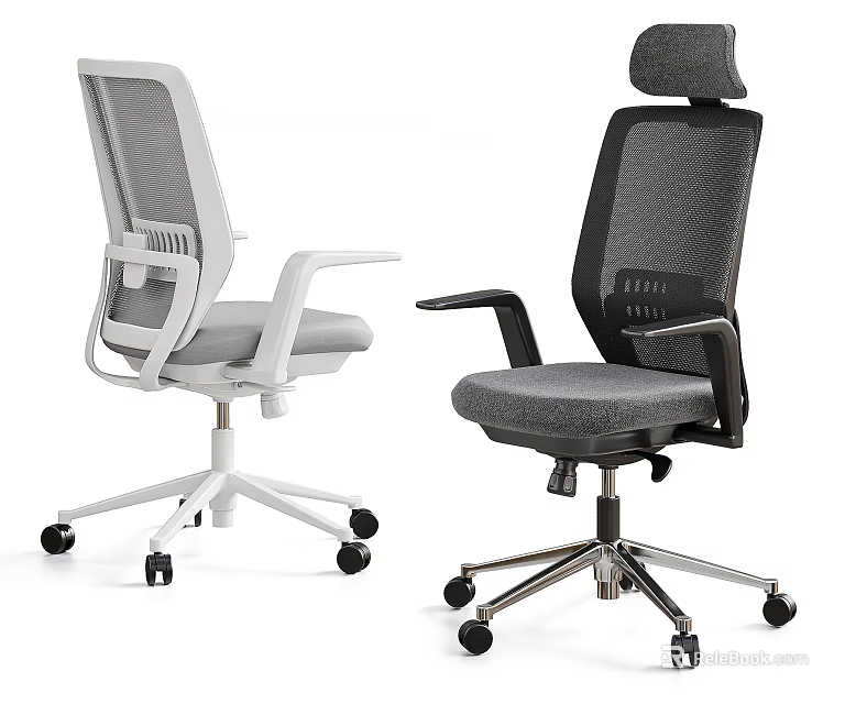 Modern Ergonomic High Back Mesh Office Chair With Adjustable Headrest And Silent Rolling Wheels 3d model 