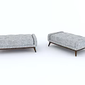 Gray Fabric Ottoman with Wooden Legs Modern Comfortable Stylish Interior Design