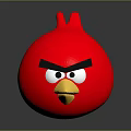 Red Angry Bird With Round Shape Angry Expression Black Eyebrows White Eyes And Yellow Beak 3d model