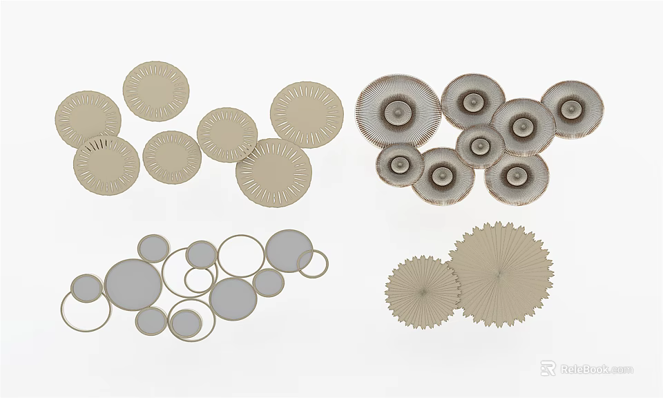 Modern Wall Decor With Circular Geometric Patterns And Decorative Design Elements 3d model