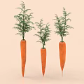 Three Fresh Orange Carrots With Green Leaves On Light Background