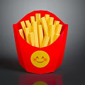 Crispy French Fries in Red Box With Yellow Smiley Face Design