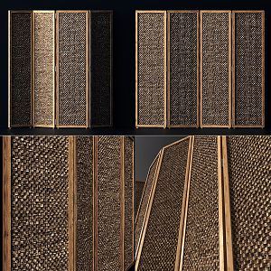 New Chinese Style Screen Rattan Screen Partition Screen Lattice Partition Metal Partition Hollow Screen Hollow Partition Carved Partition Folding Screen 3d model