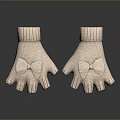 Women's Beige Knitted Gloves With Bow Detail For Stylish Winter Wear