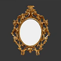 Ornate Oval Mirror with Golden Intricate Carved Frame for Home Decor