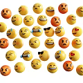 Cute Emoji Plush Dolls With Various Expressions Yellow Orange Designs