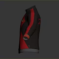Red And Black Zipper Jacket With Red Sleeves And Yellow Logo Design 3d model