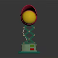 Red Green Table Lamp With Foldable Stand And Round Shade Design