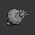 Wood Stone Broken Sphere Structure With Scattered Fragments And Textured Surface
