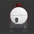 White And Red Rail Tank Car With Cylindrical Body On Green Grass Rail Tracks