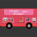 Pink Sweet Mini Bus Shaped Food Truck For Happy Chili Birthday Celebration