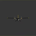 Yellow and Black Passenger Plane 3D Model with Yellow Wings Tail Reflection on Dark Background 3d model