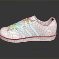 White Casual Sneakers With Laces And Striped Design For Daily Wear