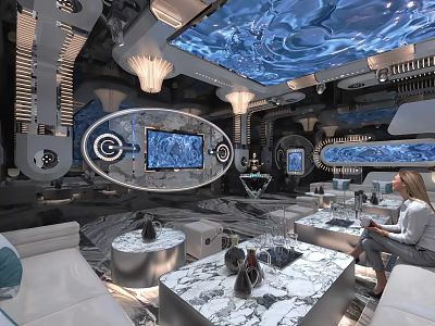 Modern Luxury KTV Interior Design With Comfortable Sofa Large Screen And Stylish Lighting 3d model