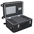 Black Carbon Fiber Laptop Storage Case With Secure Locks And Internal Compartments