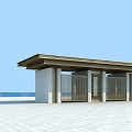 Modern Style Entrance Gate With Covered Roof In Open Square Overlooking Blue Sky And Sea