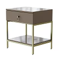 Modern Nightstand With Wooden Drawer Ring Handle Gold Metal Frame And Open Shelf