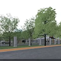 Modern School Building Design With Green Roof Playground And Track