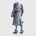Medieval Knight Metal Armor With Diamond Pattern And Red Belt Design 3d model