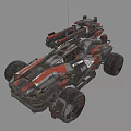 Futuristic Battle Tank With Large Wheels Red Black Mechanical Weaponry Design