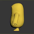 Golden Shiny Cartoon Creature Character With Round Body And Black Eyes