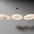 Three White Cloud Shaped Pendant Lights Hanging As Modern Lighting Combination In Interior Space 3d model