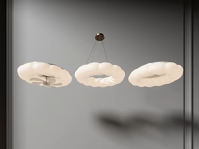 Modern Light Combination Hanging Fan Lamp Ceiling Lamp Ring Cream Lamp Living Room Hanging Lamp Bedroom Ceiling Lamp Children's Room Hanging Fan Lamp 3d model