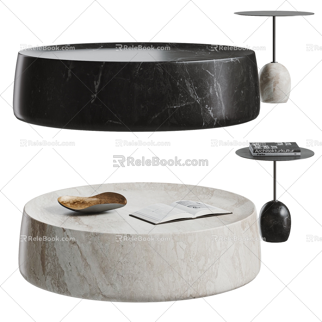 Cream wind coffee table combination child and mother coffee table side table stone stone 3d model