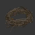 Natural Bird Nest Composed of Dry Twigs and Branches with Intricate Structure