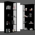 Modern Glass Display Cabinet With Multiple Shelves Books Sculptures And Vases