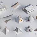Various Types of Camping Tents with Different Designs and Outdoor Styles