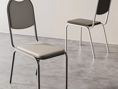 Two Modern Leisure Chairs With Metal Frames Gray Padded Seats And Black Backrests 3d model