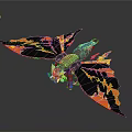 Mythical Dragon Character Flying With Orange Black Fire Wings And Detailed Claws
