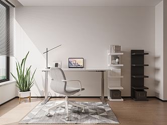 Modern study desk and chair combination 3d model