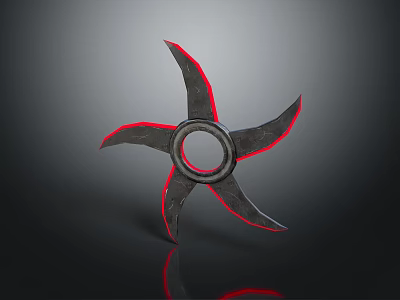Star Shaped Throwing Sports Equipment with Black Red Edges and Circular Center Design 3d model
