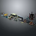 Assorted Lego Mechanical Parts Model Components Tools And Detailed Building Elements 3d model