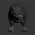 Fantasy Gray Wolf Character With Sharp Fangs And Detailed Fur In Crouching 3D Pose