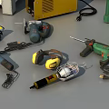 Professional Industrial Equipment Including Table Saw Power Tools Safety Gear And Storage