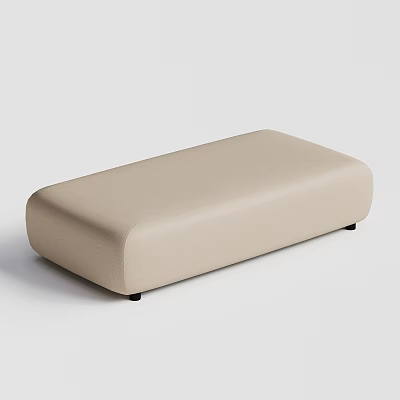Beige Upholstered Sofa Bench With Modern Minimalist Design And Black Legs 3d model