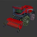 Efficient Red Modern Combine Harvester With Large Tires And Harvesting Attachment