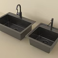 Two Modern Black Single Bowl Kitchen Sinks With Faucets And Contemporary Design