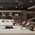 Modern Living Room Interior Design With Sofa Coffee Table Bookshelf Pendant Light Area Rug