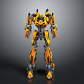 Robot Character With Yellow And Black Mechanical Armor And Futuristic Design Details