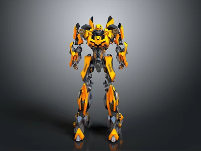 Robot Character With Yellow And Black Mechanical Armor And Futuristic Design Details 3d model