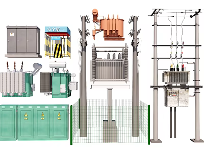 Innovative Industrial Equipment Featuring Switchgear Transformers Control Cabinets and Metal Frames 3d model