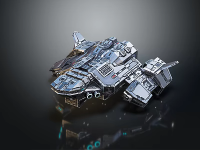 Advanced Metallic Sci-Fi Spaceship Model With Intricate Details And Reflective Surfaces 3d model