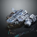 Advanced Metallic Sci-Fi Spaceship Model With Intricate Details And Reflective Surfaces