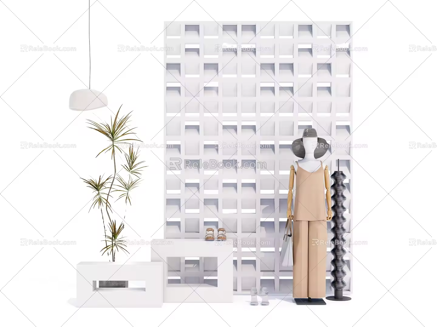 Simple Clothing Exterior Display Window Display Background Wall 3d model